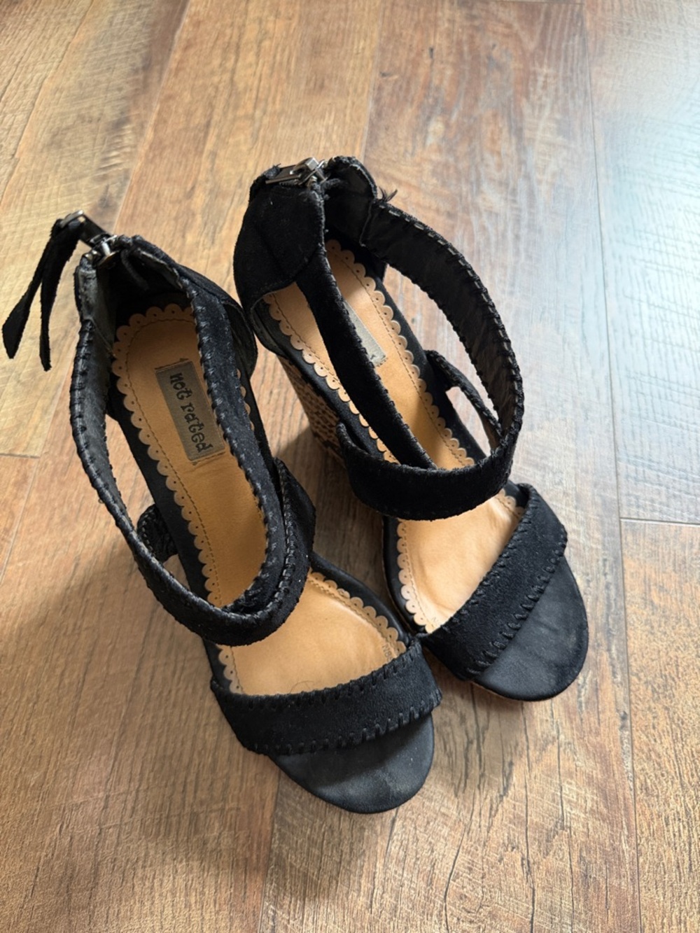 Not Rated Black Suede Ankle-Strap Heels